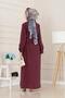 Pocket Detailed Pocketed Ela Dress-Burgundy - 5