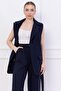 Belted Vest Suit Navy Blue Ss2749 - 7