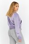 Women Sportswear Fit Embroidered Logo Drawstring Hoodie, Purple - 2