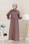 Pocket Detailed Pocketed Ela Dress-Dry Rose - 3