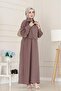 Pocket Detailed Pocketed Ela Dress-Dry Rose - 4
