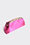 Fuchsia Satin Gold Sequin Detailed Clutch Evening Dress Bag - 3