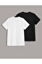 2 Pieces Black And White Plain Oversize T-shirt - 2