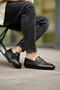 Dark Black Men's Leather Shoes - 6