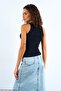 Black Silver Halter Neck Wang Silvery Embroidered Tank Top - 3