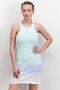Women Round Neck Sleeveless Graphic Print Basic Tee Top, Blue and White Combo