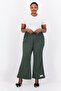 Women Regular Fit Textured Wide Leg Pants, Khaki - 2
