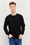 Men Crew Neck Long Sleeves Solid T-Shirt, Black