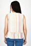 Women V-neck Sleeveless Stripe Blouse, Multicolor - 2