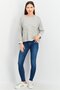 Women Crew Neck 3/4 Sleeve Textured Top, Grey - 4