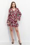 Women Long Sleeve Ruffle Ditsy Floral Mini Dress, Multicolor - 3