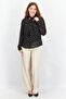 Women Round Neck Cuffed Sleeve Flora Print Blouse, Black Combo - 4