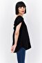 Women Petite V-neck Short Sleeve Solid Shirt, Black - 2