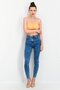 Women Square Neck Sleeveless Crop Top, Orange - 4