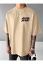 Casual Streetwear Geometric Printed T-Shirt for Men "Never Alone Design, Whiteloose Fit - 2