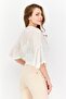 Women Plugging Neck Short Sleeve Blouse, White - 4