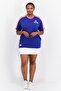 Women Crew Neck Short Sleeves Graphic Print Dress, Blue - 3