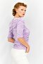 Women Square Neck Elbow Sleeve Ruched Detail Top, Lavender - 2
