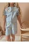 Girl's Blue Denim Shirt Shorts Denim Suit - 2
