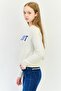 Women Crew Neck Brand Logo Sweater, Ivory - 2