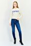 Women Crew Neck Brand Logo Sweater, Ivory - 3