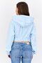 Women Plain Hooded Cropped Sweatshirt, Light Blue - 4