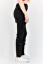 Women Mom Fit Plain Mid Waist Stretchable Cargo Jeans, Black - 2