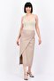 Women Plain Midi Skirt, Tan - 2