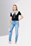 Women Skinny Fit Washed Denim Jeans, Light Blue - 4