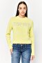 Women Crew Neck Brand Logo Sweater, Lime Green