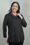 Women's Pearl-Stone Detailed V-Neck Lycra Lurex Large Size Blouse