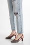 Nebraska Series Straw Detailed Pointed Toe Low Heel Women's Shoes - 6
