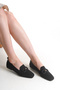 Nina Women's Blunt Toe Buckle Daily Knitwear Ballerina Black - 3