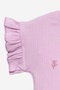 Baby Girl Set Lilac 100% Cotton Short Sleeve Ruffle Blouse Shorts Floral Embroidered Bottom Top Set - 4