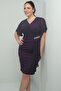 Plus Size Glittery Short Dress with Chiffon Sleeves and Stone Lining on the Side - 2