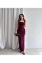Square Neck Burgundy Maxi Dress - 2