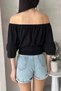 Women's Black Madonna Collar Gimped Blouse - 4