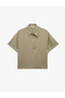 Modal Fabric Half Zipper Short Sleeve Polo Neck Oversize Blouse - 3
