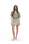 Modal Fabric Half Zipper Short Sleeve Polo Neck Oversize Blouse - 2