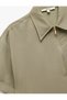 Modal Fabric Half Zipper Short Sleeve Polo Neck Oversize Blouse - 5