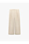 Linen Viscose Blended Wide Leg Trousers with Pockets and Pleats - 3