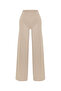 Women's Stone Color Wide Leg Linen Blend Knitted Trousers