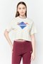 Women Sportswear Fit Short Sleeve Outdoor Crop Tops, Cream