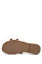 Women's Genuine Leather Tan/Gold Flat Slippers - 3