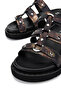 Women's Genuine Leather Black Flat Slippers - 4