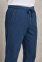Men's Navy Blue Linen Loose Cut Comfortable Fit Trousers - 2