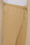 Men's Beige Linen Loose Cut Comfortable Fit Trousers - 2