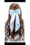 Bow Buckle with Scarf - Satin Bow Buckle - Blue Long Tail Bow Clip Buckle