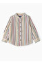 Boys Woven Cotton Striped Mandarin Collar Shirt - 2
