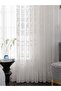 Grommet Top 200x100cm white Sheer Curtains White Embroidered Floral Voile Drapes for Living room, Be - 7